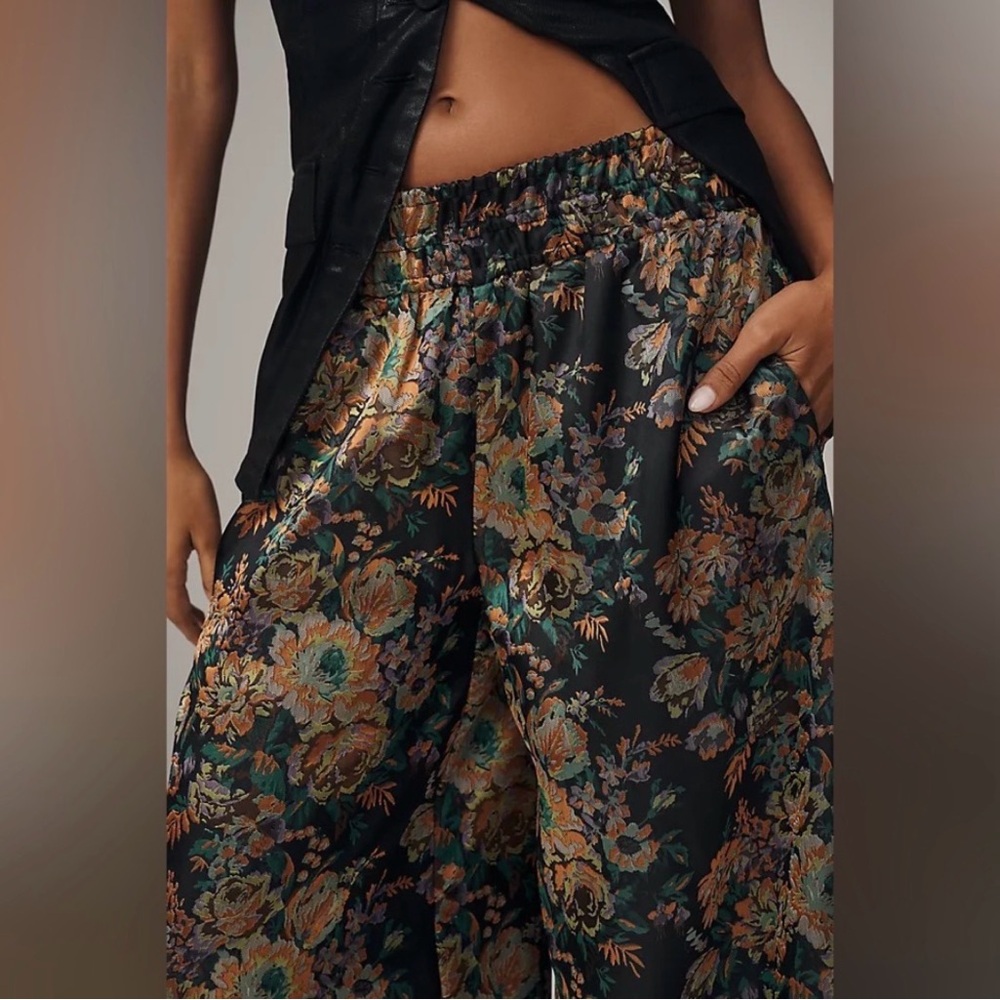 Anthropologie The Somerset Pull-On Pants: Cropped Jacquard Edition NWOT X Small - Picture 2 of 6